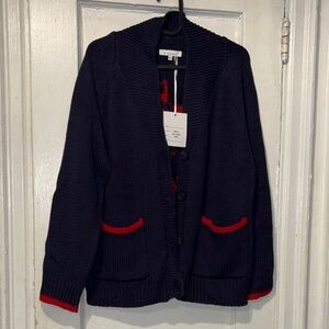 Miracle Navy and Red Women's Cardigan Sweater